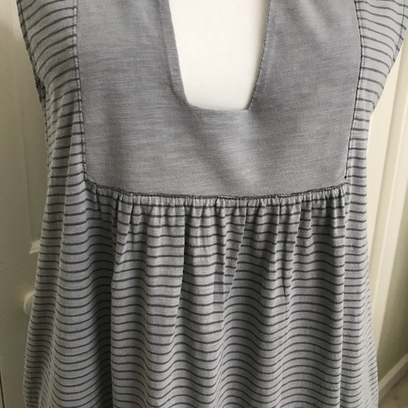 J.Crew Factory Gray Stripe Sleeveless Cotton Pocket Dress Notch Neck Small - Picture 6 of 15